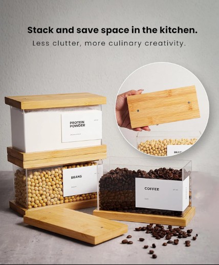 Bamboo Airtight Pantry Food Dispenser