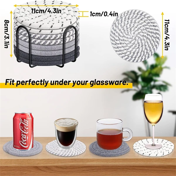 Minimalist Cotton Woven Cup Coaster Absorbent Coaster Set For Home Decor